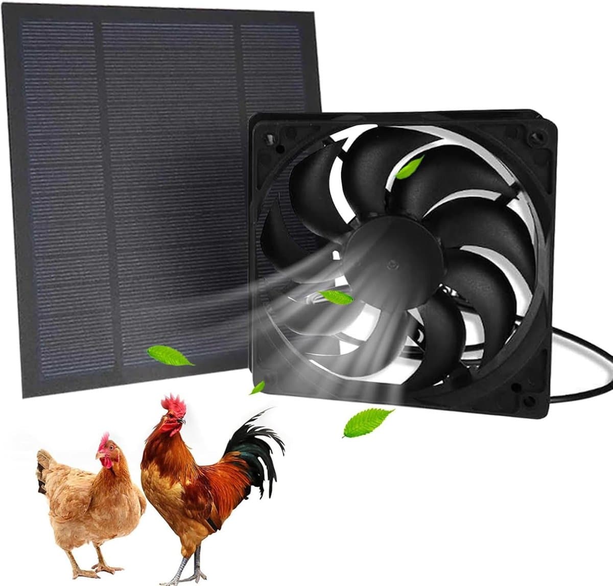 Zonneventilator - Afvoerventilator Koelventilator - Schuur Ventileren - Waterdicht ABS Materiaal - 140 x 140 x 2.5 cm - Zwart — afbeelding 1