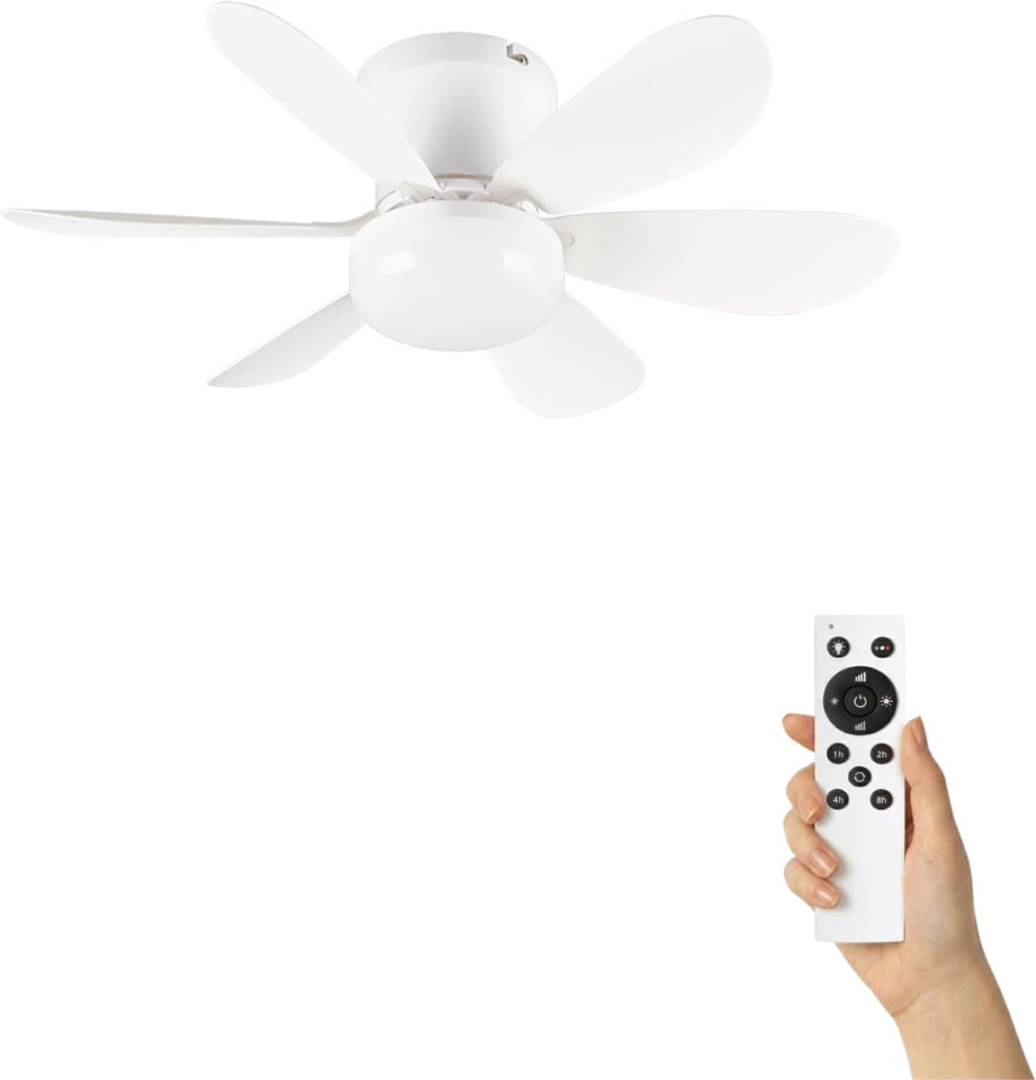 Fantiluxe - Alva - Plafondventilator met verlichting - Wit - Ø53cm - Afstandsbediening - Met lamp - Plafond ventilator - Slaapkamer — afbeelding 1