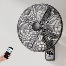 Wandventilator - Muurventilator Elektrisch - Ruimte Koelen - Met Afstandsbediening - 40 cm - Zwart — thumbnail 1