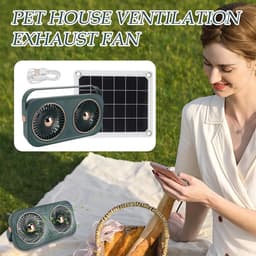Zonnepaneel Ventilator - Afzuigventilator Kas - Lucht Circuleren - Op Zonne-energie Werking - 25 cm Breed - Legergroen — thumbnail 2