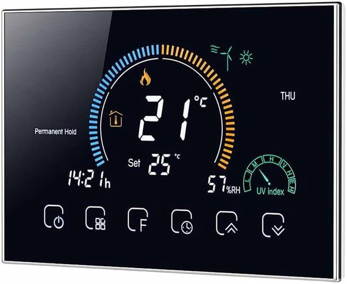 Slimme Thermostaat - Klimaatregelaar - Comfort Verhoging - App Bediening - 4.8 Inch Scherm - Zwart — afbeelding 1