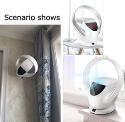Bladloze Wandventilator - Stille Ventilator Bladeless Fan - Ruimte Koelen - Met Afstandsbediening - 90° Oscillatie - Wit — thumbnail 4