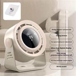 Ventilator Tafel en Wand - Draagbaar Model - Persoonlijke Koeling - 2-in-1 Ontwerp - 1800 mAh Batterij - Beige — thumbnail 5