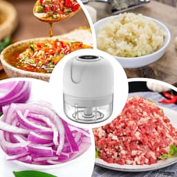 Elektrische Groentesnijder - Keukenmolen Hakker - Snel Ingrediënten Verwerken - Draadloos USB Oplaadbaar - 250 ml Inhoud - Wit — thumbnail 5