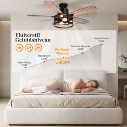 Lapamax Plafondventilator met Verlichting - 5 Omkeerbare Houten Bladen - 6 Snelheden - Afstandsbediening en Timer - Zwart - Ø 132 cm — thumbnail 5