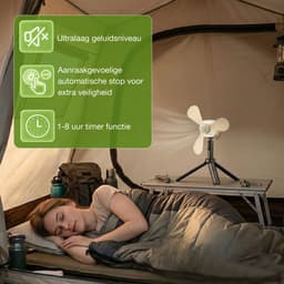 Lapamax 3-in-1 Camping Plafondventilator met LED Lamp Ø24 cm – Tent ventilator voor Oplaadbare 7200mAh-Oplaadbare 8000mAh Batterij – Afstandsbediening &Timer- 4 Snelheden& 3 Lichtstanden – ventilator camper Voor Tent, Camper, Caravan en Overkapping – — thumbnail 4