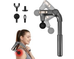 SnelShoppen - Verwijderbare Spier Massage Gun met Uittrekbare Handgreep, Impact Massageapparaat voor Atleten, 1500 mAh, 4 Koppen, 5 Snelheden, Oplaadb