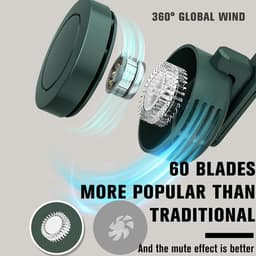 Mini clipventilator, draagbaar, stil, zonder bladen, oplaadbaar via USB, werkt op batterijen, 360° draaibaar, 3 snelheden instelbaar, hangend formaat, voor buitengebruik, landelijke stijl — thumbnail 4