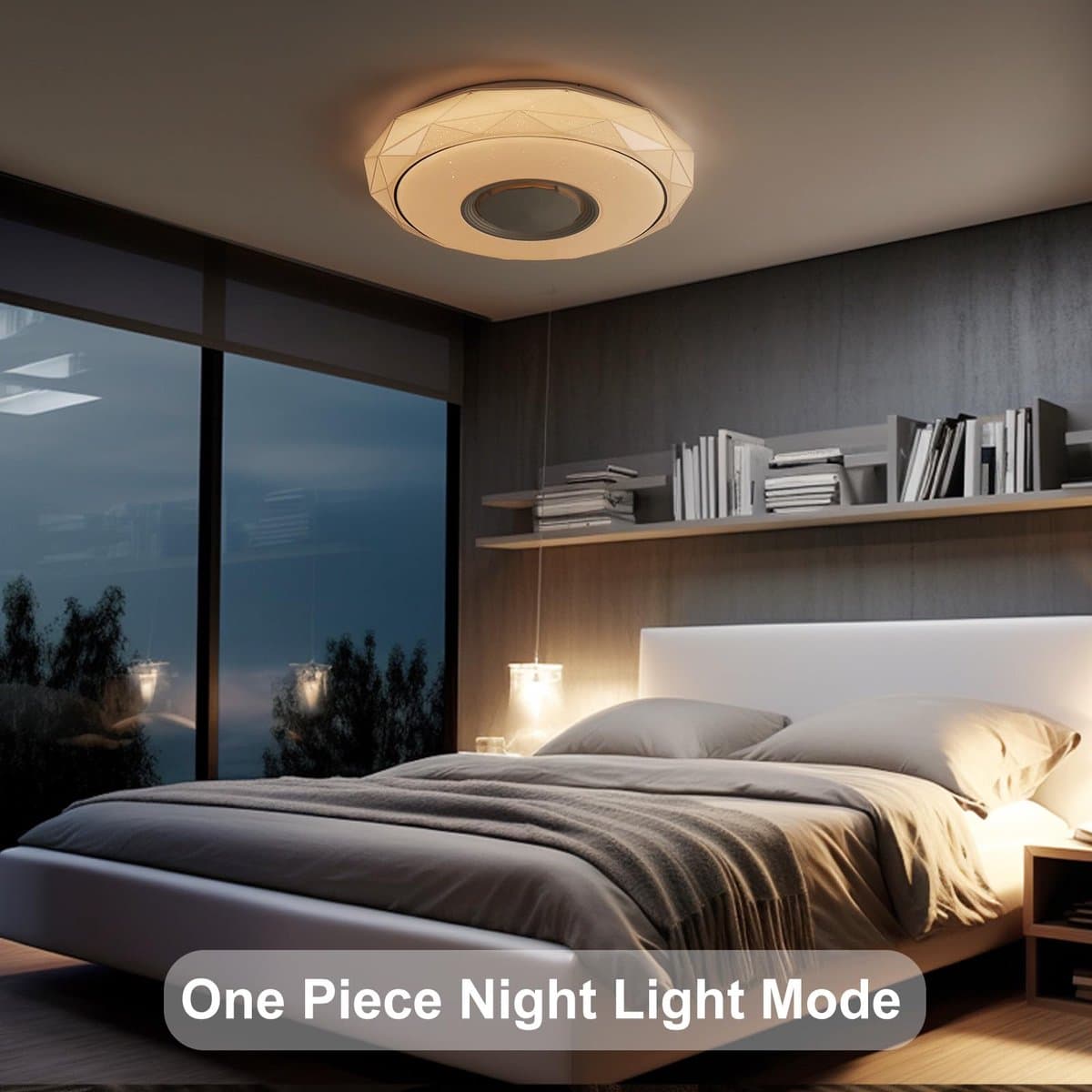 Plafondlamp met Luidspreker - Muziek Lamp - Verlichten en Muziek Afspelen - Art Deco Stijl - 48 watt - Wit — afbeelding 1