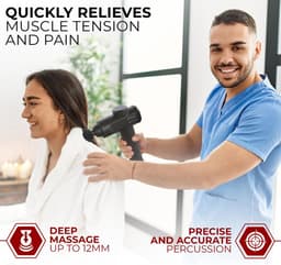 Massagepistool - Spierherstel Tool - Spierontspanning Bevorderen - 30 Snelheden 6 Koppen - 650 gram - Zwart — thumbnail 2