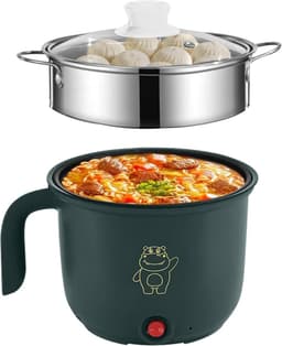 Elektrische Hot Pot - Mini Kookpan - Snelle Maaltijden - Met Stoompan - 18 Liter - Groen — thumbnail 1