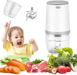 Mini babyblender, mini keukenmachine, 300 ml babyblender, mini elektrische hakmolen, mini keukenmachine met USB-oplaadfunctie, blender — thumbnail 1