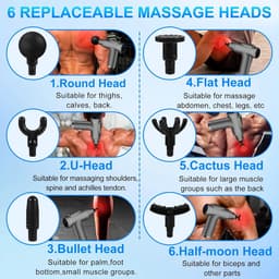 Massage Gun - Spierherstel Apparaat - Spierpijn Verlichten - 32 Snelheden - 6 Opzetstukken - Grijs — thumbnail 5