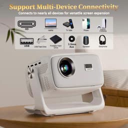 SnelShoppen - 1080P Beamer 16000 Lumen Draadloos met 5G WiFi & Bluetooth 5.4, 200 Inch Scherpstelling Afstandsbediening, Geschikt voor Telefoon, PS5, — thumbnail 4