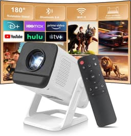 SnelShoppen - Mini Beamer 4K Projector, Draagbare WiFi 6 en Bluetooth 5.4 Video Projector, Home Cinema met Automatische Correctie en Handmatige Focus, — thumbnail 1