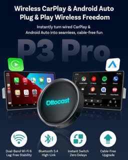 SnelShoppen - Ottocast P3 Pro Wireless CarPlay Adapter Android 13 met Snapdragon SM6225, 8GB RAM, 128GB ROM, HDMI 1080P, WiFi 6, Split Screen, AI Voic — thumbnail 4