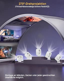 SnelShoppen - Mini-Beamer met Wifi en Bluetooth, 270° Rotatie, Geweven Stoffen Bekleding, Native 1080p Projector voor Thuis, Camping, Feest en Kindere — thumbnail 2