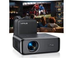 Wimius - Beamer - Projector Beamer - Projector 4k - 1080P - Automatische focus - met WiFi 6 en Bluetooth 5.2 - 600ANSI - Buiten- en thuisprojector - Zwart