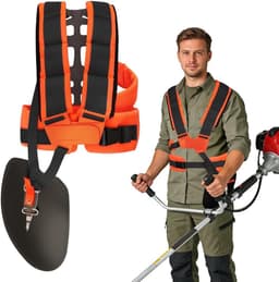 SnelShoppen - Universele Verstelbare Grasmaaierharnas met Padding, Comfortabele Dubbele Schouderband voor Grasmaaier en Bosmaaier, Zwart Oranje met Ve — thumbnail 1