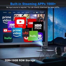 SnelShoppen - Beamer 4K Thuisbioscoop Projector met Elektrische Focus, 180° Draaien, 26.000 Lux, Wifi 6, Bluetooth, Native 1080p, Trapeziumcorrectie v — thumbnail 4