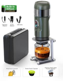 Koffiemachines - Koffiezetapparaat - Draagbare & Draadloze - Espresso Machine – Goed voor Auto & Camping – Geschikt voor Nespresso & Dolce Gusto Capsules - Groen — thumbnail 3