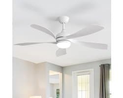 FloraGrace Ventilator - Stil - 42 Inch - ABS - Wit - Plafondventilator met Verlichting en Afstandsbediening - Omkeerbaar