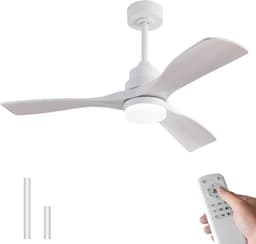 MODENUIT Plafondventilator Met Verlichting – 42 Inch – ABS – Wit – 6 Snelheden Met Afstandsbediening — thumbnail 1