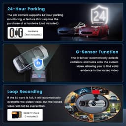 SnelShoppen - Dash Cam 1080P FHD met 64GB Kaart, Mini Auto Camera met APP, 2 Voor- en Interieurcamera's, G-Sensor, Nachtzicht, Parkeermonitor, Loopopn — thumbnail 3