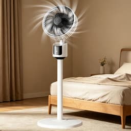 Vloerventilator Stil 30 dB met 3 Snelheden – USB Draagbaar – Luchtstroom tot 5 Meter – Wit — thumbnail 4
