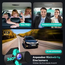 SnelShoppen - 4K Dashcam Auto voor en Achter met Wifi, GPS, ADAS, Spraakbediening, Nachtzicht, WDR, 64 GB Kaart, 24/7 Parkeerbewaking, Loop-opname, Co — thumbnail 2