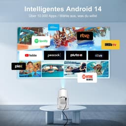 SnelShoppen - Mini Beamer 4K 1080P Projector met Android 14, WiFi6 en Bluetooth 5.4, Compact en Lichtgewicht voor Buiten en Feesten — thumbnail 2