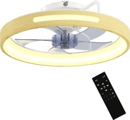 TEKROA® Plafondventilator met LED Verlichting 40W - Stille DC Motor - Afstandsbediening - Zomer & Winterstand - Hout — thumbnail 1