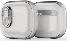 Dux Ducis PECL Hoesje Geschikt voor AirPods 4 met Aluminum Haak Transparant Grijs — thumbnail 1