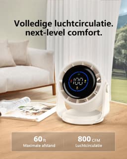 Slimme Tafelventilator - USB Ventilator Draagbare Ventilator met LED Display 100 Snelheidsregeling 105° Verstelbare Hoek Bureau Ventilator Voor Kantoor Thuis En Buiten — thumbnail 3