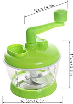 handmatige keukenmachine, multifunctionele handslinger vleesmolen voedselhakmolen met schaal compacte krachtige groentehakselaar ui dicer voor vlees, fruit, wortelen, kruiden, sla, salade (6 maanden) — thumbnail 2