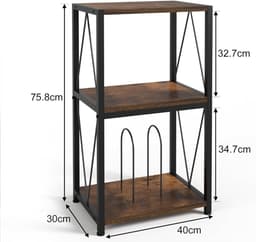 Lìon® Platenspeler Meubel - Laadcapaciteit tot 50kg - LP Opbergsysteem - Platenspelerkast - Bruin/Zwart - 40cm x 30cm x 76cm — thumbnail 2
