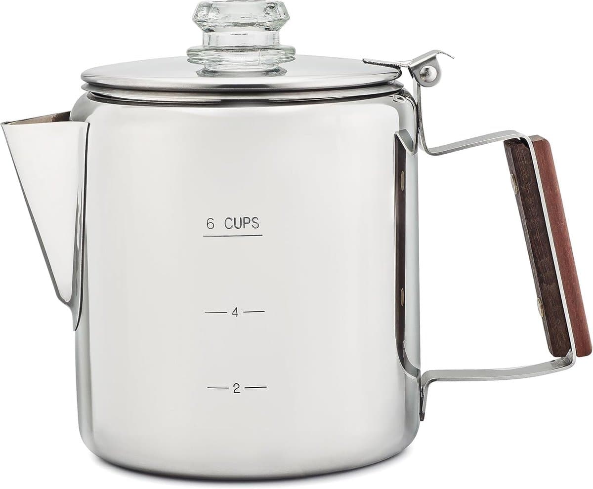 Koffiezetapparaten voor op de camping, kookplaat met percolator, koffiepot - GEEN aluminium of plastic [6 kopjes] — afbeelding 1