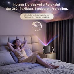 SnelShoppen - Mini-beamer 4K Smart Beamer, Native 1080p, 1200 Lumen, Autofocus, WiFi 6, BT5.2, HDMI, Draagbaar, Geluidsarm, Outdoor, 360° Draaibare St — thumbnail 5