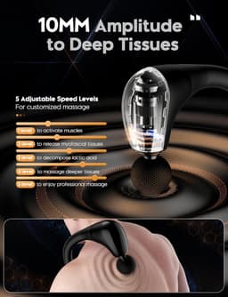 Massage Gun - Spierontspanning Tool - Spierherstel - 10mm Diepe Weefsel Massage - 5 Snelheden - Zwart — thumbnail 4
