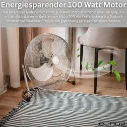 Vloerventilator Metaal - Industriële Ventilator Staande - Lucht Circuleren - Krachtige Luchtstroom - 46 cm - Zilver — thumbnail 3