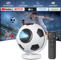 [Voetbalprojector] mini-beamer, smart projector met wifi 6 en Bluetooth 5.4, Android 14, 180° draaibaar, autokeystone. Draagbare projector compatibel met HDMI/tv-stick/laptop — thumbnail 1