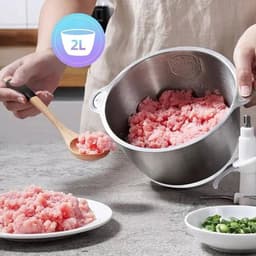 Elektrische Vleesmolen - 500W - Foodprocessor - Hakmolen - 2L RVS Keukenmachine - 2 Snelheden - voor Vlees - Noten en Groenten - Eenvoudig Schoon te Maken - Standaard — thumbnail 4