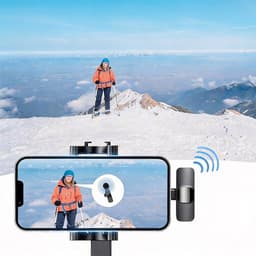 Draadloze Microfoon - Dasspeld Microfoon - 2 Stuks - Lavalier Microfoon - DSP Ruisreductie - Plug & Play - 20 m Bereik - Omnidirectioneel - Type-C & Lightning - Voor Vloggen & Podcast & Interviews & Opnames - Zwart — thumbnail 3