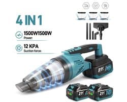 NextNovaDeals Draadloze Stofzuiger - 1500W - 12KPA - 4IN1 - Thuis En Auto - Met 3 Filters - Compatibel Met Makita 18V Batterij