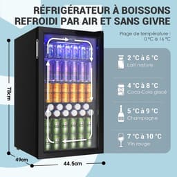 NordHaus Drankenkoelkast - Koelkast voor dranken - Bierkoelkast - 90 liter capaciteit - 126 blikjes, zwart roestvrij staal — thumbnail 2