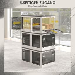 FloraGrace Opbergbox – 69L Vouwbaar En Stapelbaar – 60 x 42 x 34 cm – PP Kunststof – Wit – Met Wielen Voor Slaapkamer En Kantoor – 5-Zijdige Toegang — thumbnail 4