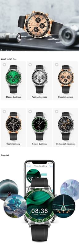 Darenci Smartwatch Superior Pro - Smartwatch heren - Activity Tracker - Touchscreen - Bluetooth bellen - Bluetooth muziek - Stalen band - Heren - Horloge - Stappenteller - Bloeddrukmeter - Verbrande calorieën - Zuurstofmeter -Waterdicht- Zilver/Zwart — thumbnail 4