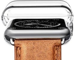 By Qubix - Hard Case 38mm (volledig beschermd) - Transparant - Geschikt voor Apple Watch 38 mm hoesje - screenprotector - Bescherming iWatch - Bescherm hoesje