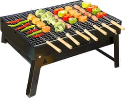 WRPC Barbecue - BBQ - Draagbaar - Opvouwbaar - losse Vuurschaal en Grillrooster - Zwart — thumbnail 1
