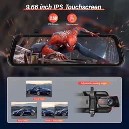 Spiegel dashcam draadloze Apple Carplay Android Auto 9.66 inch met touchscreen — thumbnail 5